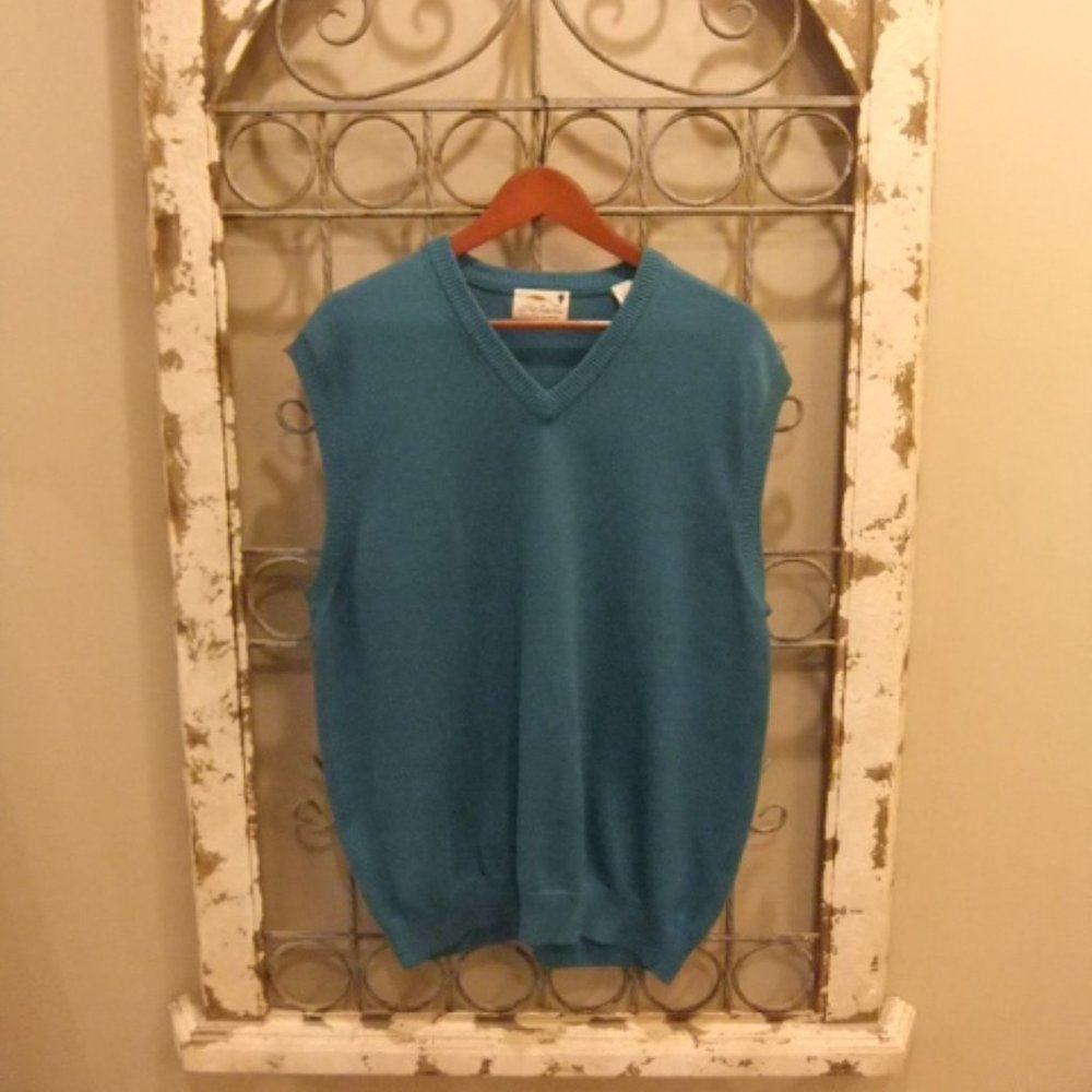 BOB TIMBERLAKE GREENISH BLUE V-NECK SWEATER VEST MENS-LARGE